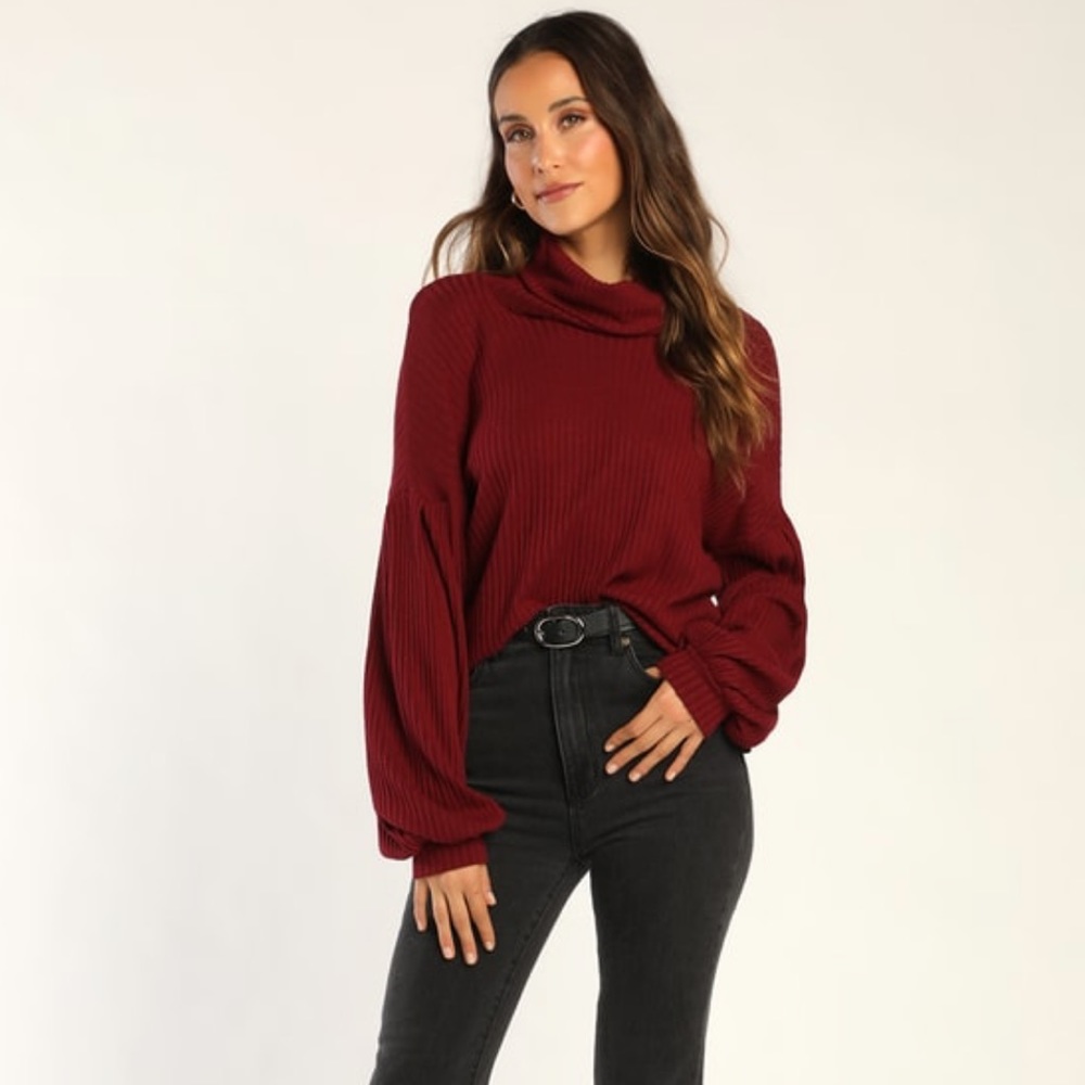 Burgundy ribbed turtleneck pullover sweater - NWOT